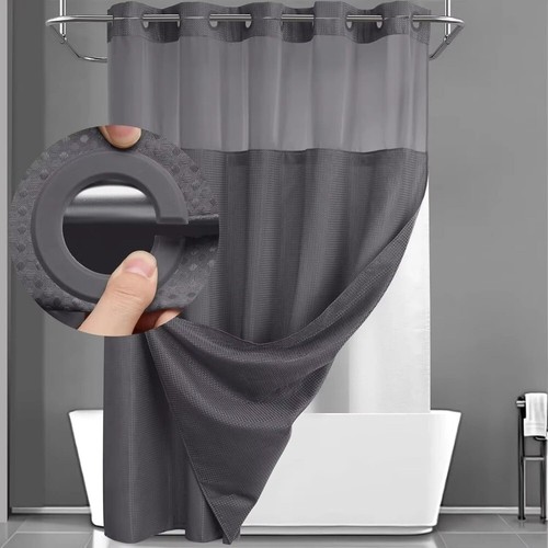 Shower drapes waffle hookless - waffle,