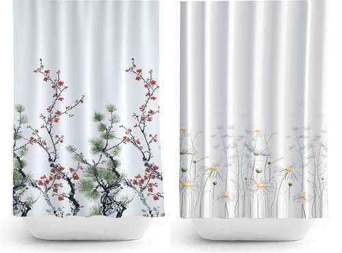 Floral fabric bathroom shower - floral,